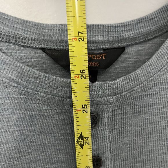 Outpost Maker Henley Mens Large Short Sleeve Gray Cotton W/ Buttons Logo NWOT - Picture 11 of 11